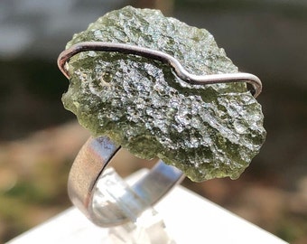 Handmade Moldavite Ring: 925 Sterling Silver Gemstone