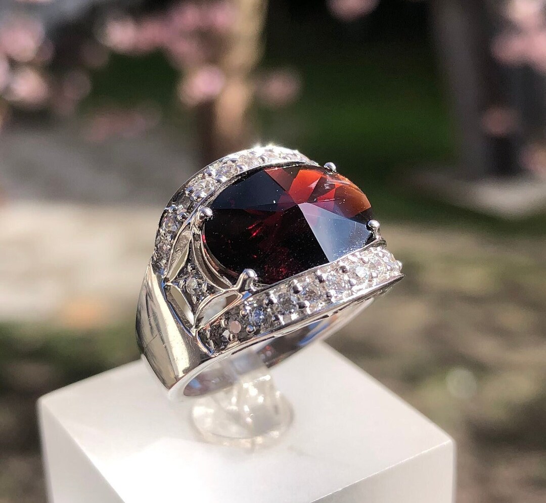 Bague grenat tchèque bijoux almandins et pyrope en argent