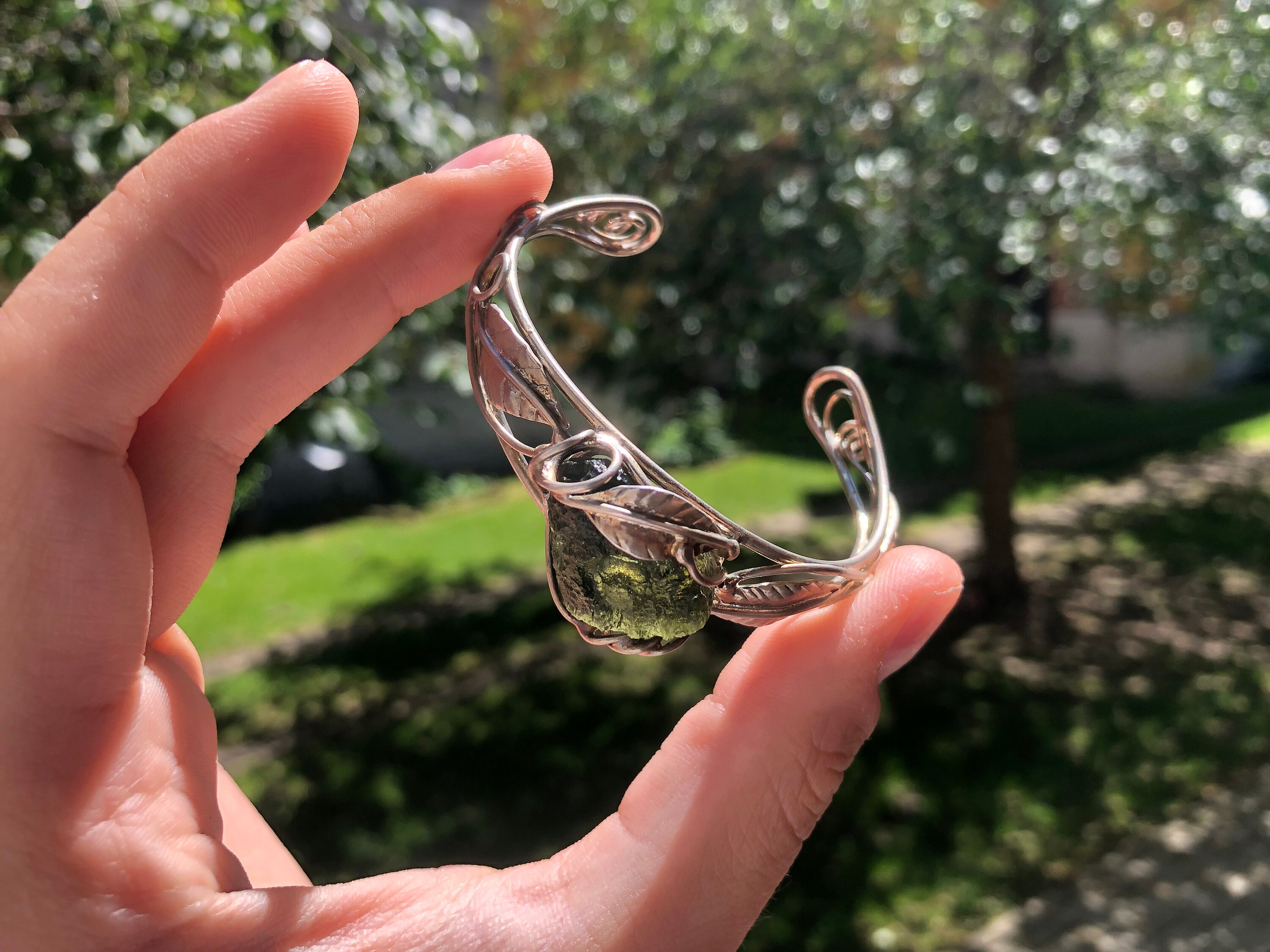 【leticia】VALLETTA01 silver Moldavite Ring | Sterling Silver Band Size 4 5 6 7 8 9 10