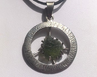 CALEDONIA STERLING SIlver PENDANT Czech Republic Moldavites Meteorite Jewellery Jewelry Necklace Charm
