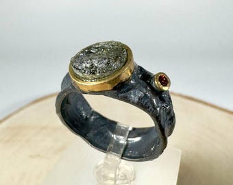 Handmade Sterling Silver Moldavite Ring: Genuine Tektite Gemstone