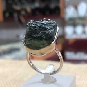 Witchy Moldavite Ring - Handmade Sterling Silver Ring For Women.