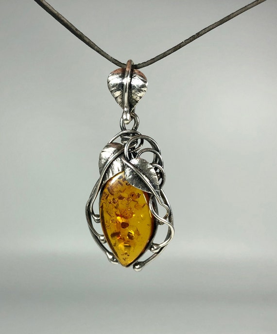 Amber Pendant brosch in 925 Silver for Ladies With Original Design Handmade Necklace Brown Spectacular Colour Amber Natural Baltic Amber Etsy