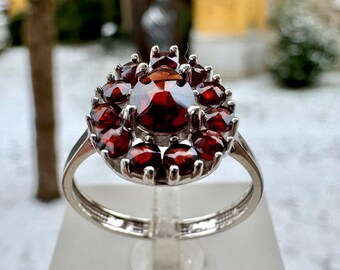 Bague Vintage Soviétique Argent 875 - Corindon Rose (Rubis Synthétique) - Taille 18,5