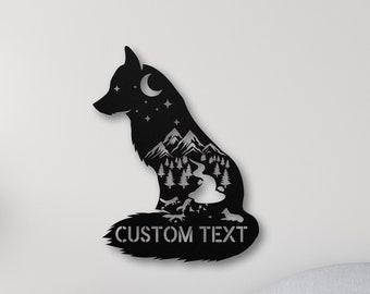 Personalized Fox Metal Wall Art: Vibrant Rustic Design - Indoor and Outdoor Use