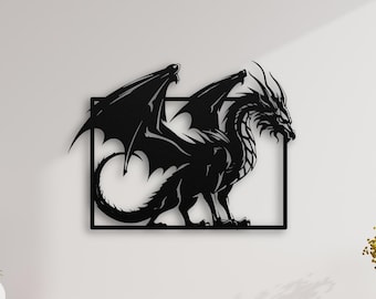 Fantasy Dragon Metal Wall Art, Powder Coated (Indoor & Outdoor, 12-36")