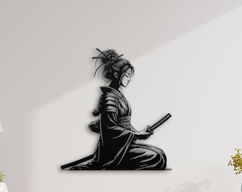 Asian Female Samurai Sign / Warrior Wall Art | Zen Garden Decor | Outdoor