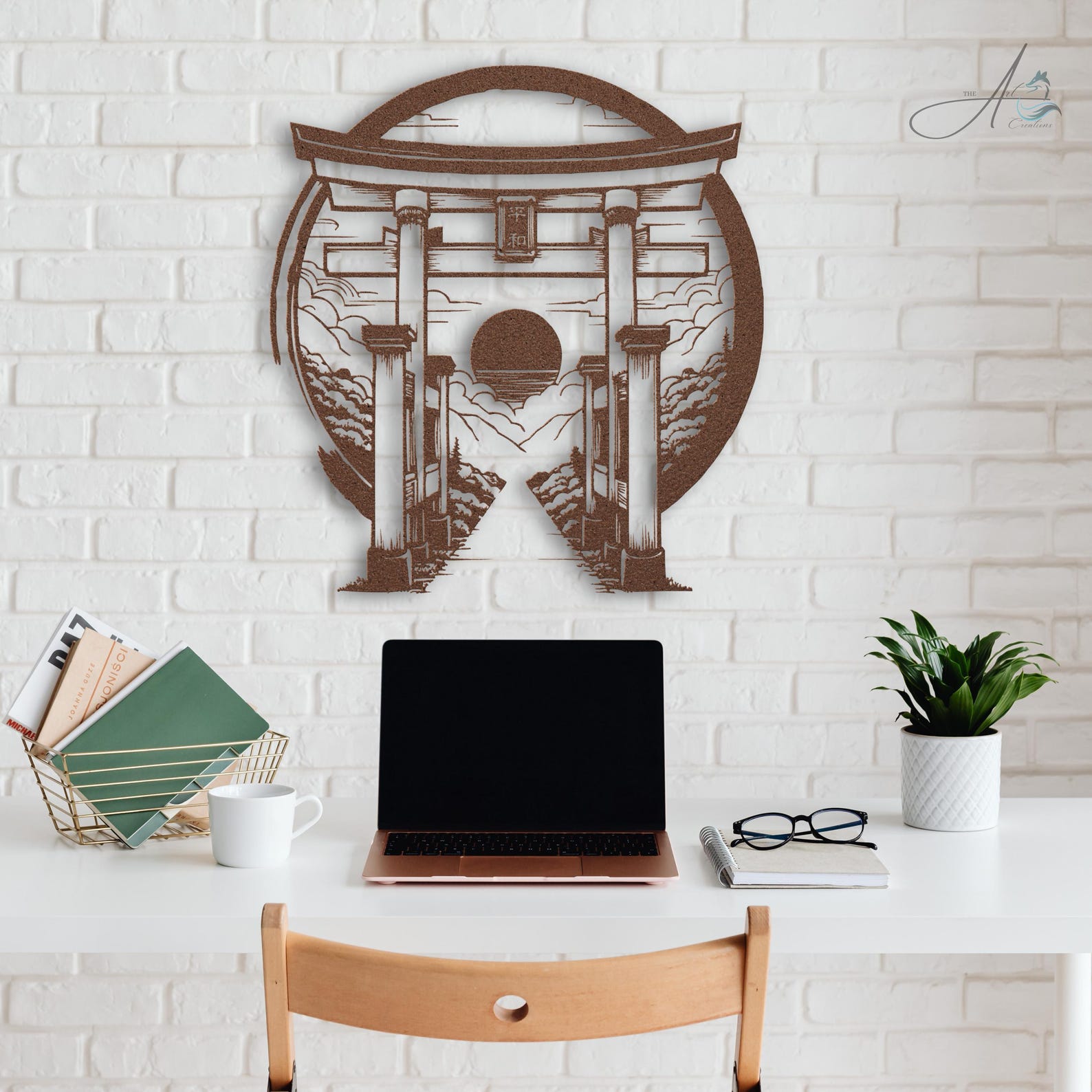 Torii Gate Metal Sign / Enso Circle Wall Art | Japanese Garden Decor ...