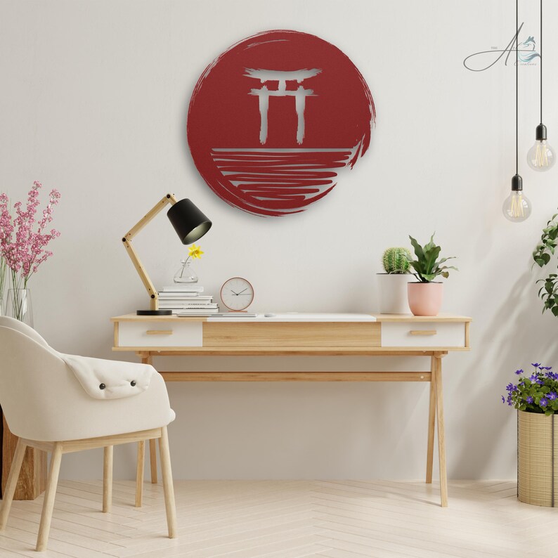 Enso Torii Gate Sign / Japanese Wall Art | Zen Garden Decor ...