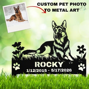 Custom Dog Memorial Stake, Personalized Photo Metal Garden Marker, Pet Loss Sympathy Gift image 1