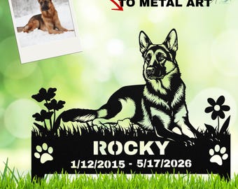 Custom Dog Memorial Stake, Personalized Photo Metal Garden Marker, Pet Loss Sympathy Gift