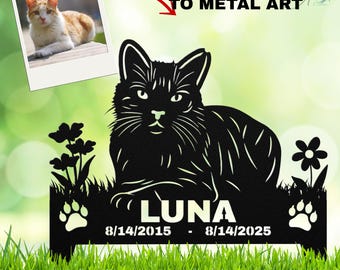 Custom Cat Memorial Stake: Personalized Metal Garden Marker