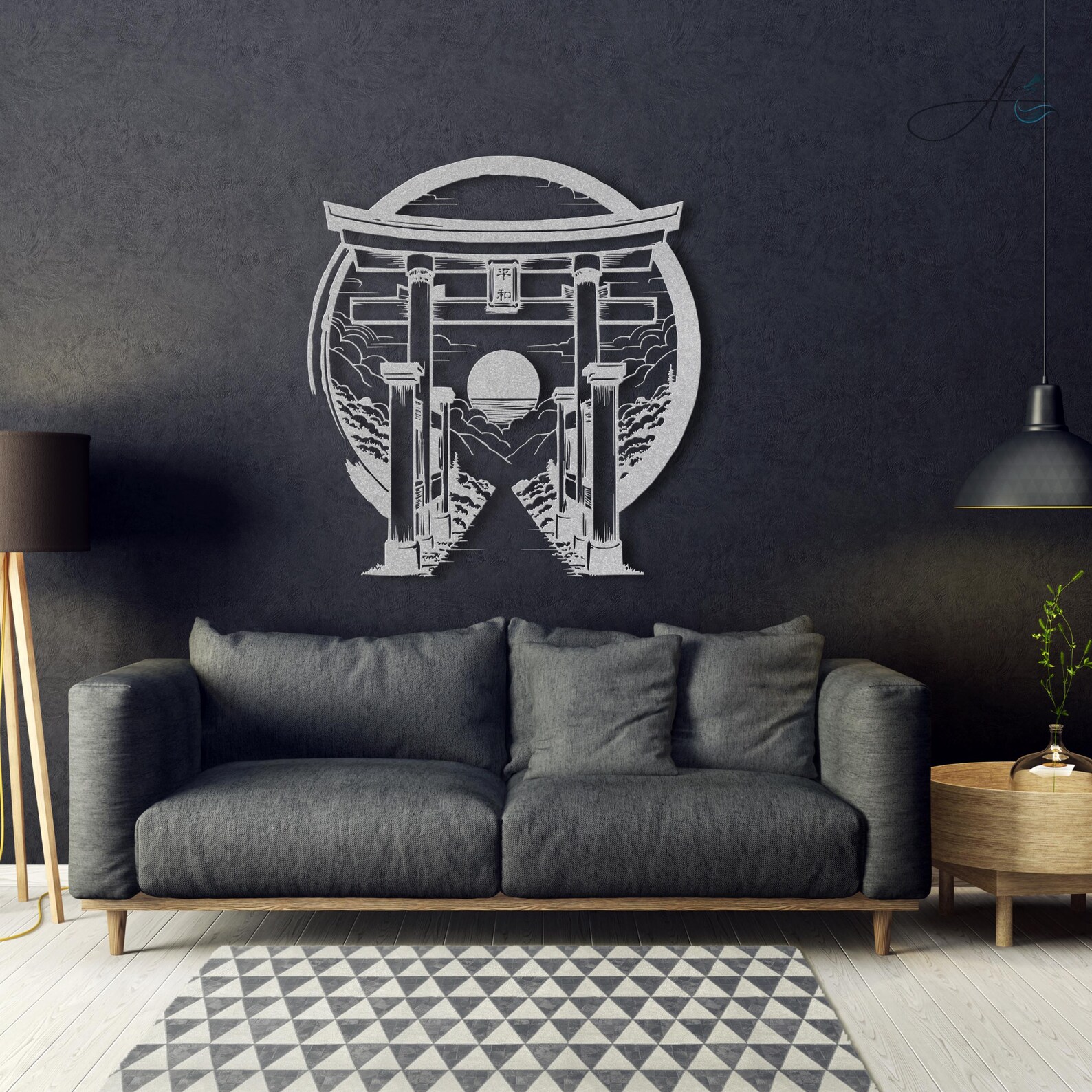 Torii Gate Metal Sign / Enso Circle Wall Art | Japanese Garden Decor ...