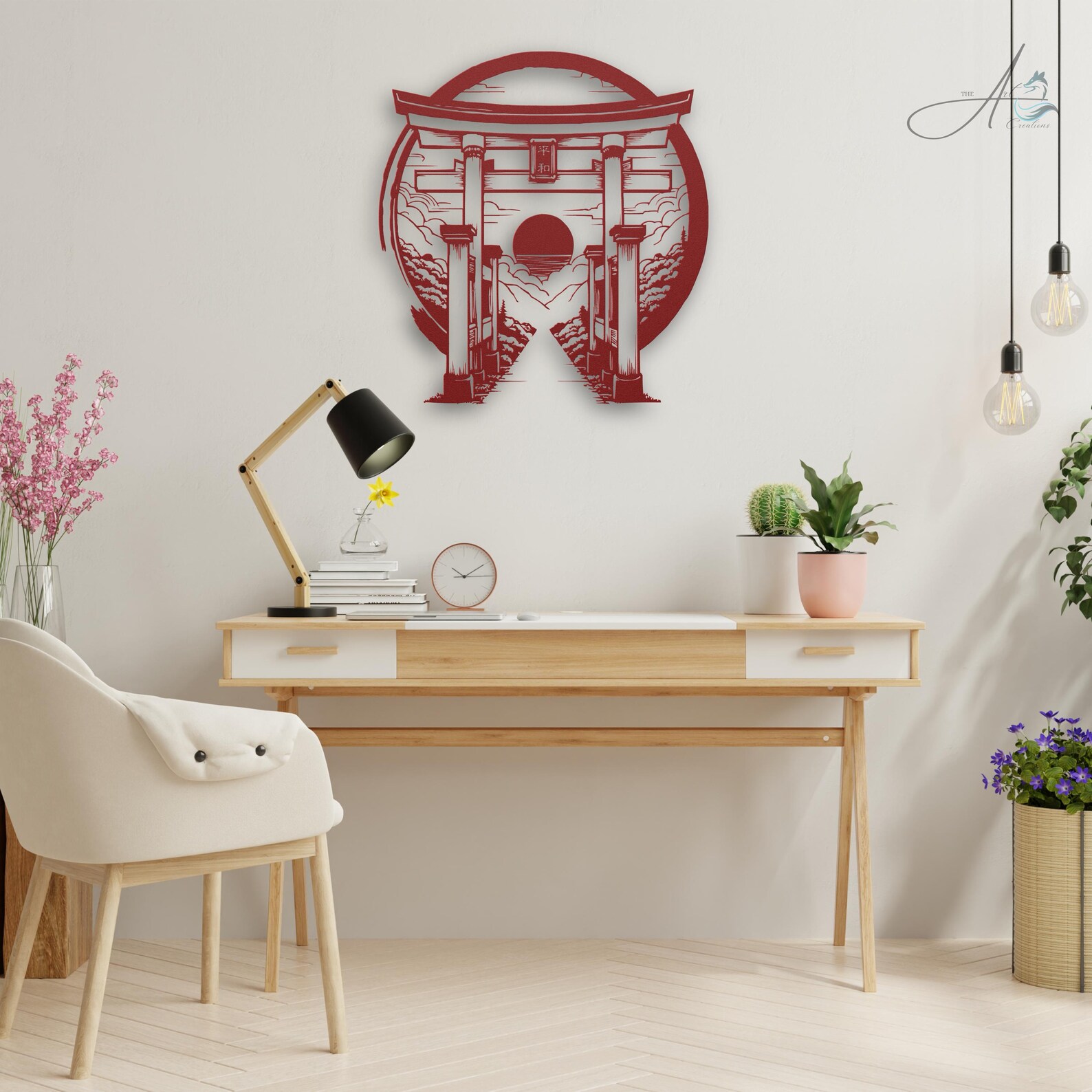 Torii Gate Metal Sign / Enso Circle Wall Art | Japanese Garden Decor ...