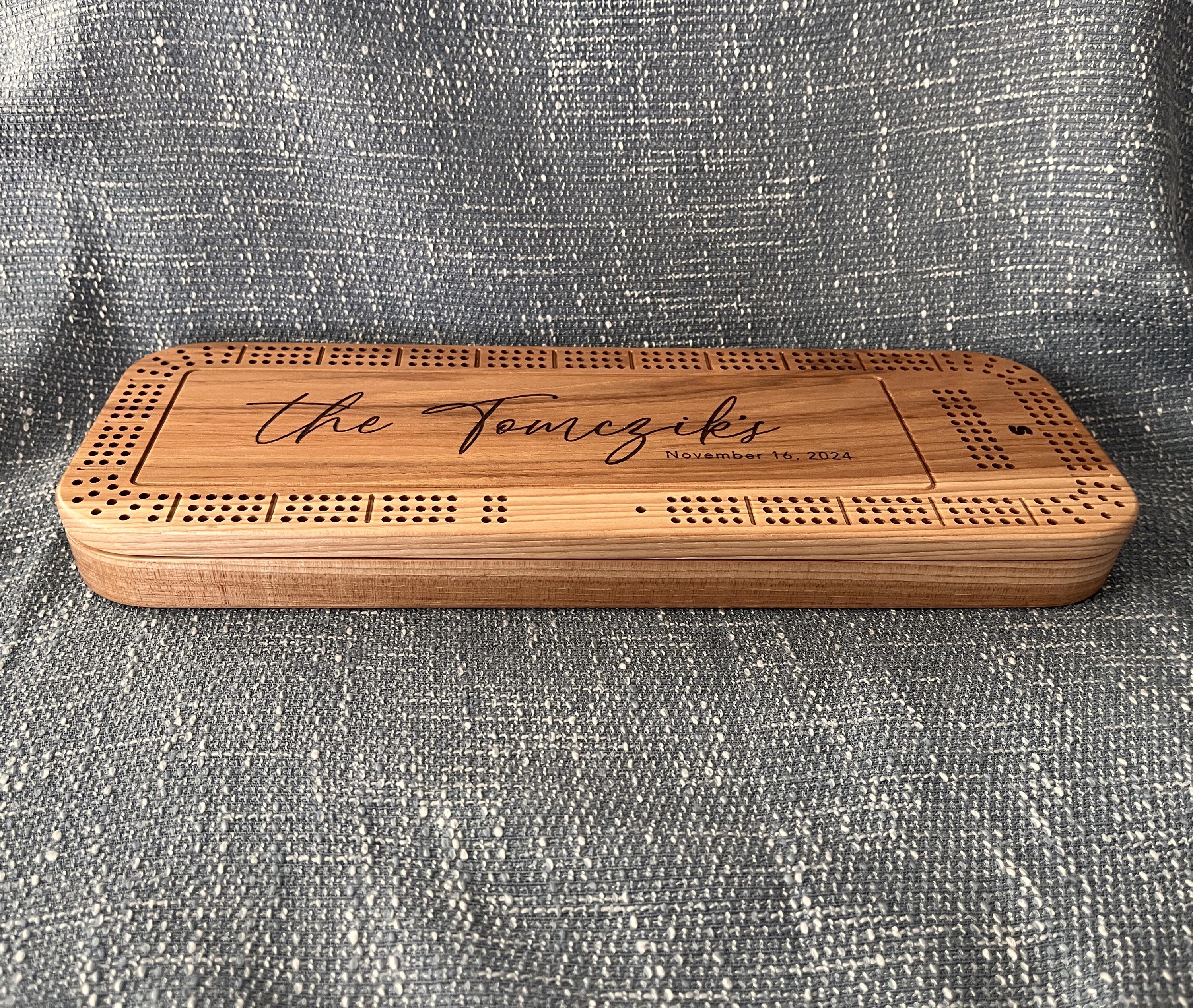 Custom Cribbage Board, 3 Track With Storage, Personalized Cribbage Board, Cribbage Board, Free Personalization