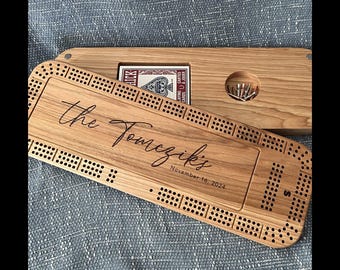 Personalized Wood Cribbage Board – 3-Player Game Set