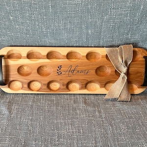 Personalized Deviled Egg Tray with Handles: Crafted Wood Serving Platter