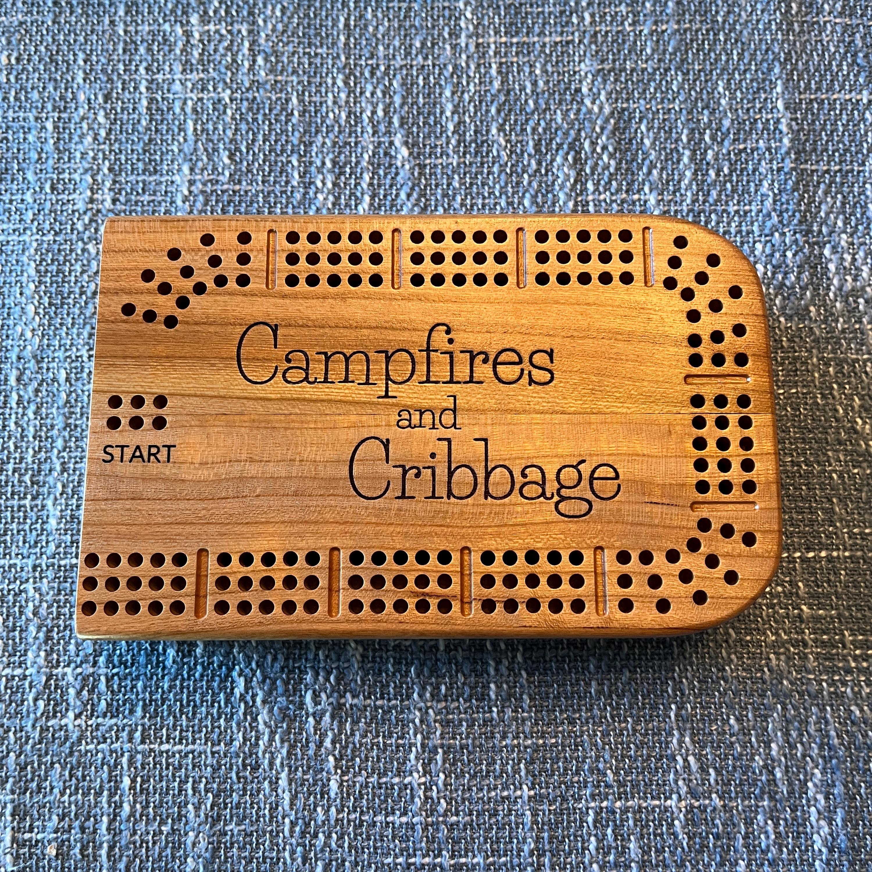 Custom Travel 3 Player Track Cribbage Board - Solid Wood  - 2 pieces connected with magnets - free shipping - free personalization