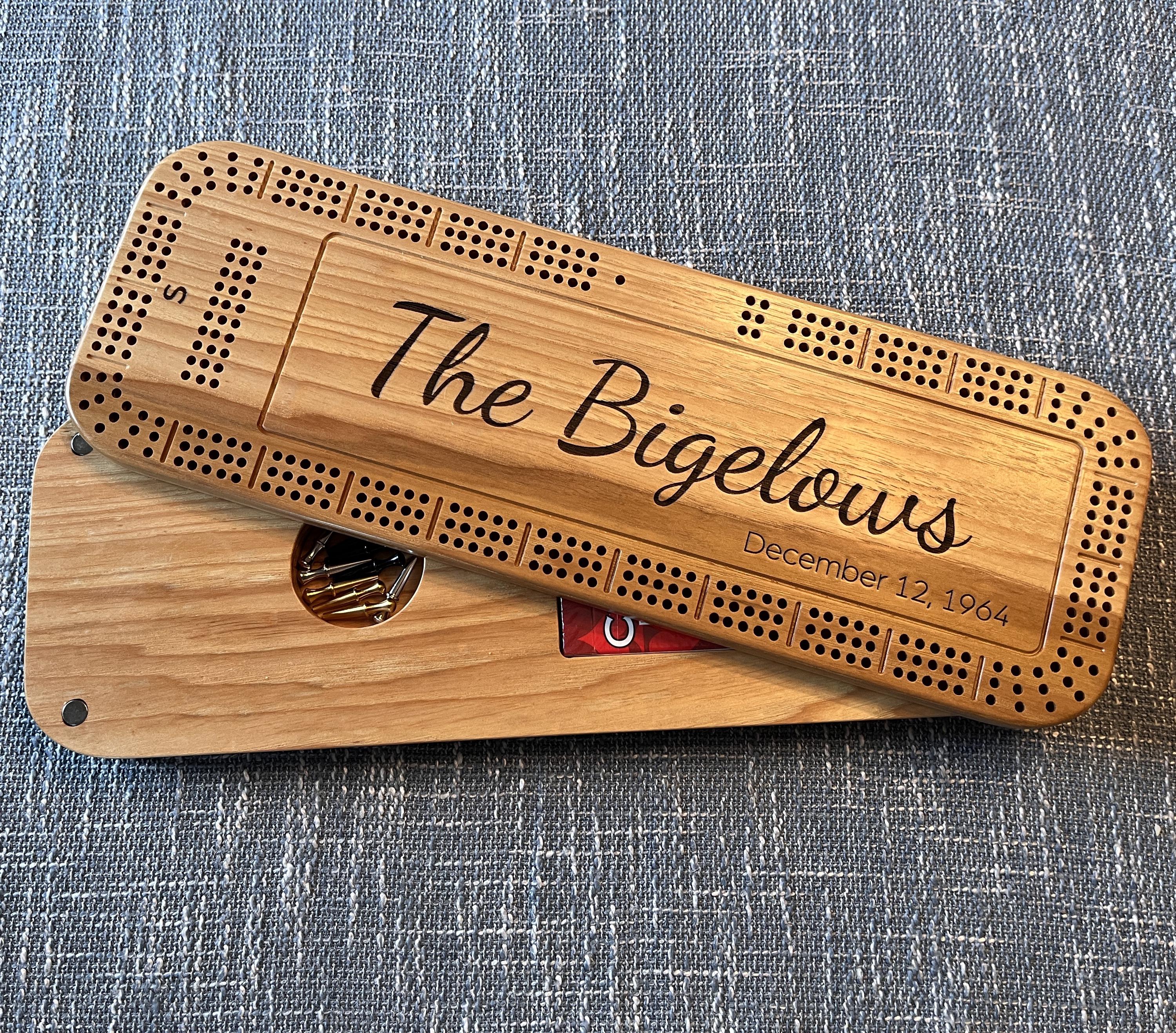 Custom Cribbage Board, 3 Track With Storage, Personalized Cribbage Board, Cribbage Board, Free Personalization
