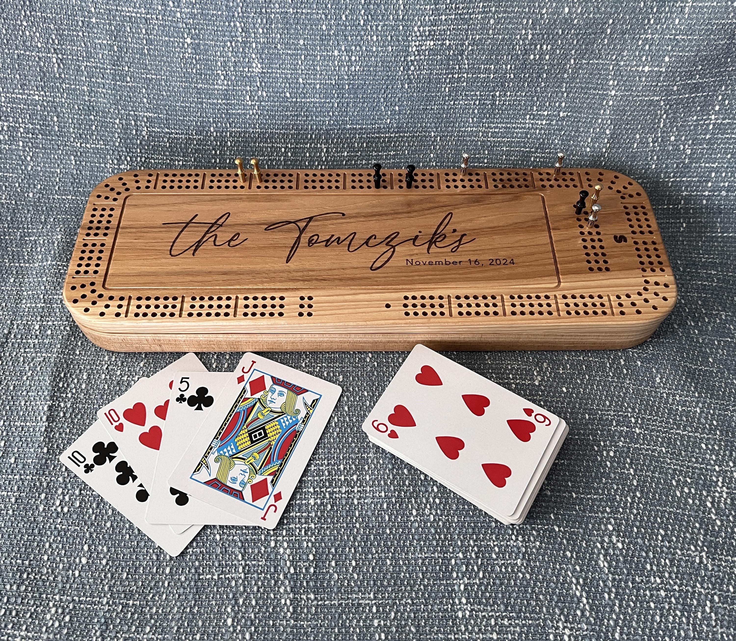 Custom Cribbage Board, 3 Track With Storage, Personalized Cribbage Board, Cribbage Board, Free Personalization