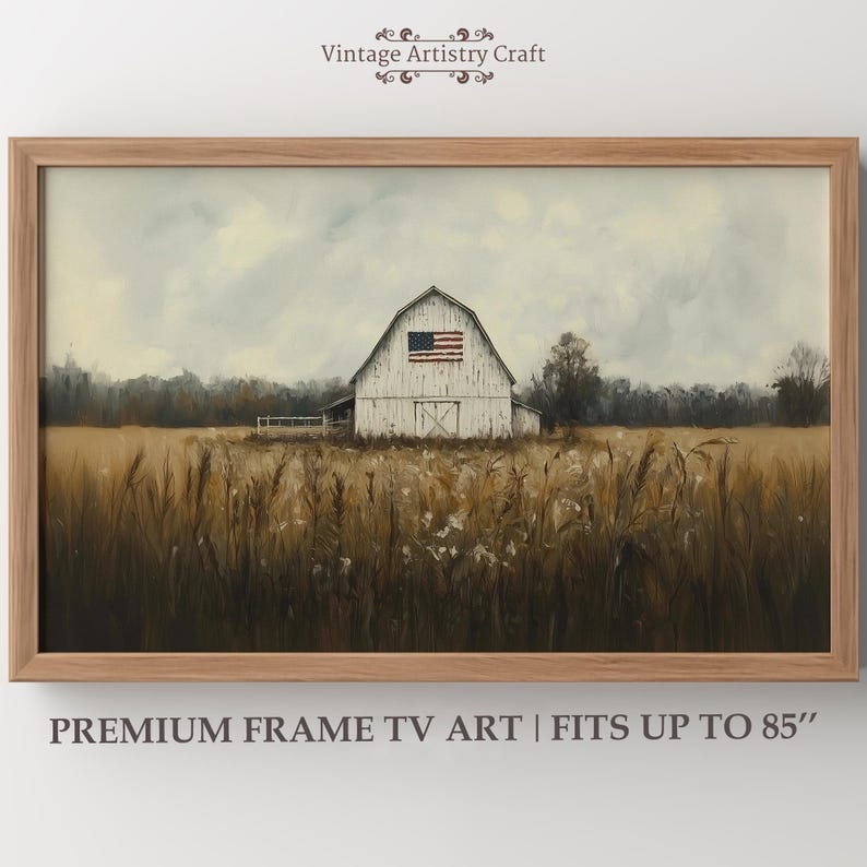 July Rastic Background Frame Frame TV Art 4th of July, Rustic American Flag Old Barn, American ...