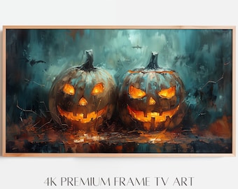 Halloween Samsung Frame TV Art, Haunted Spooky Pumpkins, Halloween Decor Samsung Tv Art, Halloween Spooky Arts, Autumn Painting 4K Download