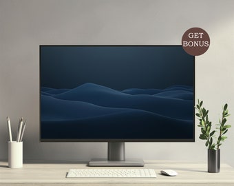 Dark Blue Gradient Aesthetic Elegant Desktop Wallpaper 4K PC Mac Laptop Windows Macbook Minimalist Boho Background Instant Digital Download