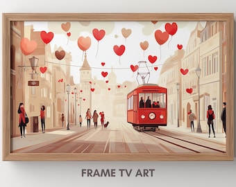 Valentine Samsung Frame TV Art, Retro Valentine's Day Decor, Beige Love Romance TV Decor, Vintage Illustration Painting, 4K Digital Download