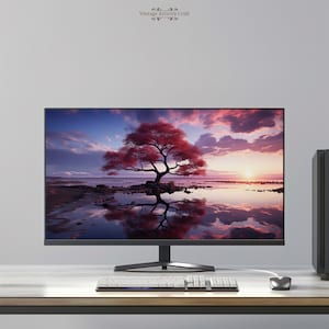 Ästhetische rosa Blätter Baum Desktop Hintergrund verträumte Wolken 4K PC Macbook Laptop iMac Gaming Wallpaper Hintergrund o.p. Digital Sofort Download