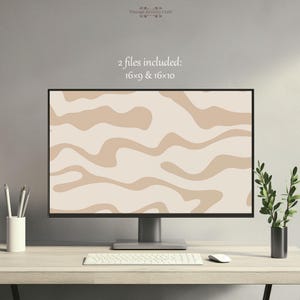 Estetisk Boho Datorbakgrund 4K Abstrakt Minimalistisk Varm Neutral Laptop Bakgrund Windows Stationär PC Macbook Direkt Digital Nedladdning