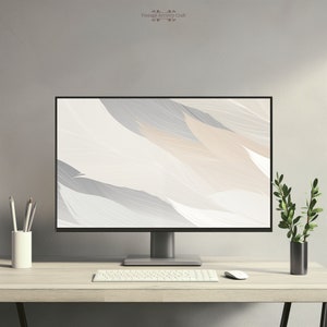 Boho Desktop Wallpaper 4K Abstract Minimalist Computer PC Macbook Laptop Windows Background Light Cream Design Instant Digital Download