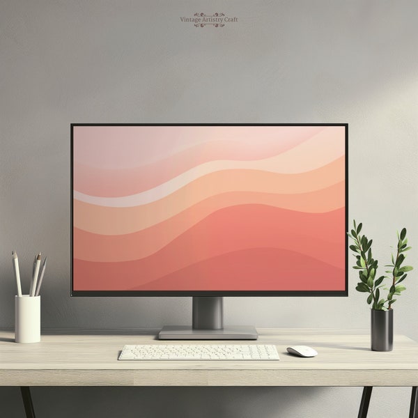 Boho Desktop Wallpaper 4K Abstract Minimalist Computer PC Macbook Laptop Windows Background Pastel Cream Design Digital Instant Download