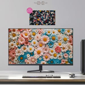 Aesthetic Floral Desktop Wallpaper, Gentle Spring Flowers, Daisy 4K PC Mac Laptop Windows Macbook Girly Background Instant Digital Download