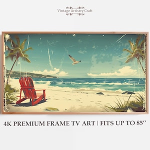 Vintage Strand Poster Samsung Rahmen TV Art Retro Meer Entspannung Ästhetik Boho Strand Dekor für TV Sommer 4K Sofortiger digitaler Download Geschenk