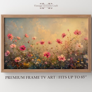 Wildflower TV Art Samsung Frame TV Warm Golden Sunset Art Summer Spring Decor Vintage Floral Monet Style 4K Instant Digital Download