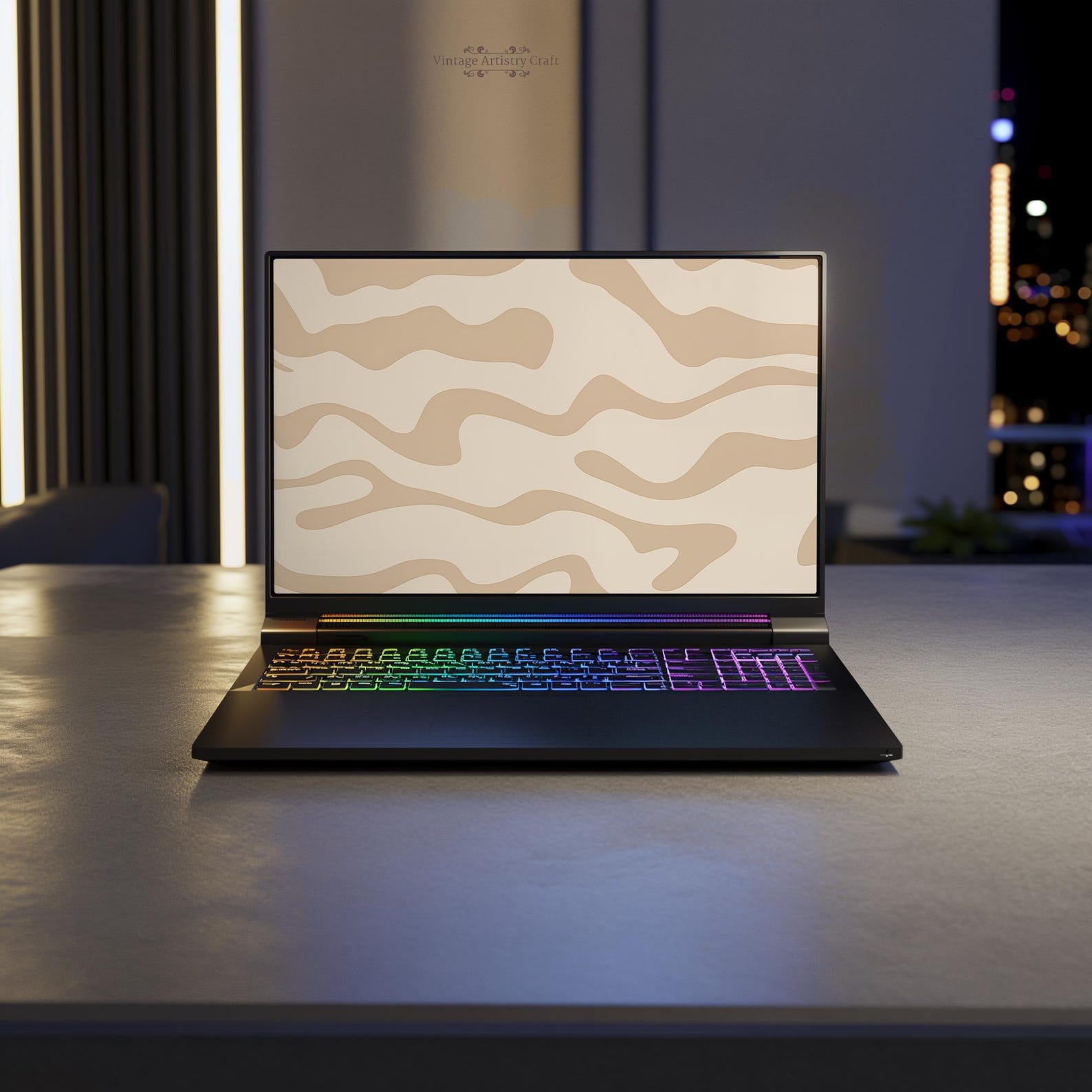 Aesthetic Boho Computer Wallpaper 4K Abstract Minimalist Warm Neutral ...