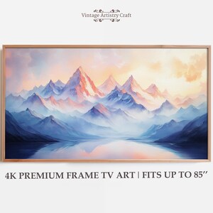 Mountain Landscape Samsung Frame TV Art Oil Sunrise Painting Serene Nature Rustic Alpine Scene Home Decor TV Wall Art 4K Digital Download