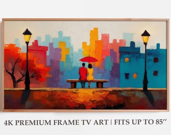 Valentine Samsung Frame TV Art, Romantic Couple City Scene, Valentine's Day, Love Wall Art Decor, Vintage Oil Painting, 4K Digital Download