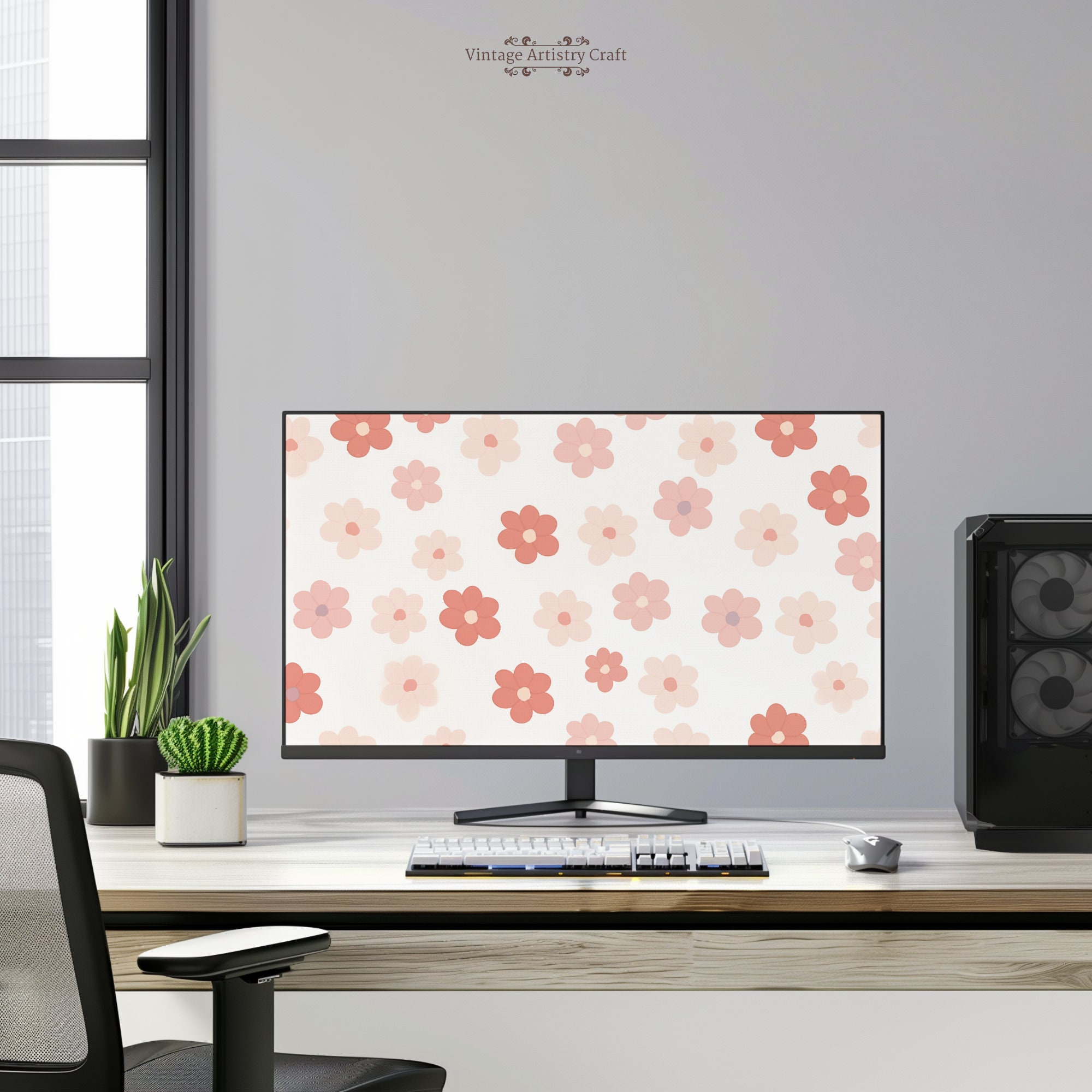4K Cute Light Desktop Wallpaper Pink Floral Aesthetic Background PC ...