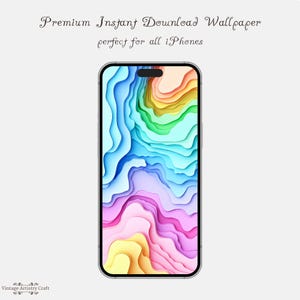 Ästhetischer lebendiger abstrakter iPhone Bildschirmhintergrund Weicher pastelliger iOS Hintergrund Textur Sperrbildschirm Handy Bildschirmschoner Sofortiger digitaler Download
