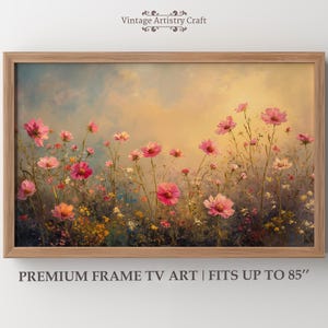 Wildflower TV Art Samsung Frame TV Warm Golden Sunset Art Summer Spring Decor Vintage Floral Monet Style Rustic 4K Instant Digital Download