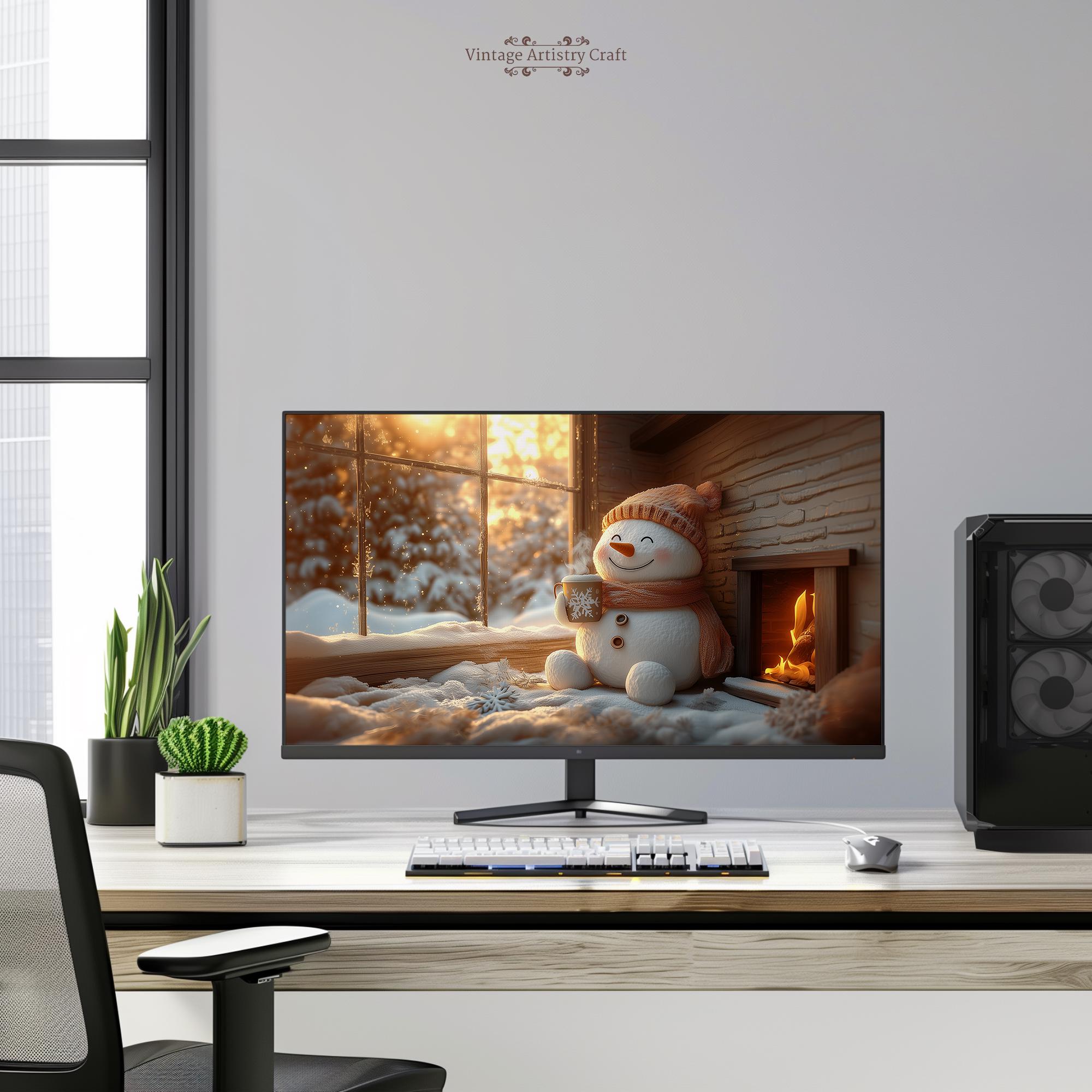 Charmy Cute Snowman Christmas Desktop Wallpaper 4K PC Mac Laptop ...