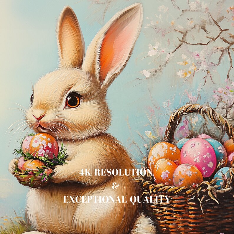 Cute Easter Bunny Rabbit Spring Desktop Wallpaper 4K PC Mac Laptop