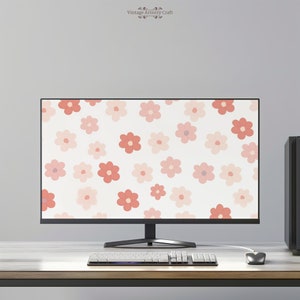 4K Cute Light Desktop Wallpaper Pink Floral Aesthetic Background PC Mackbook Laptop Windows iMac Minimalist Flower Instant Digital Download