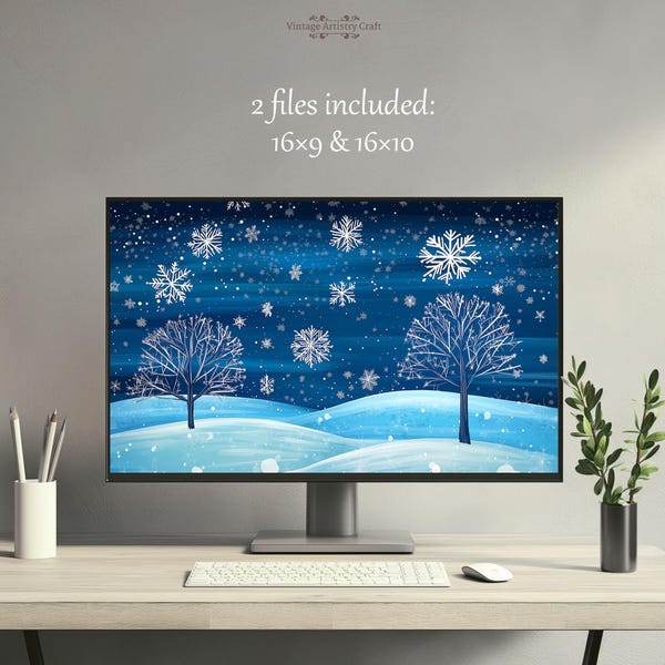Fondo de pantalla de cuento de hadas de invierno, minimalista, estético, nieve, país de las maravillas, paisaje, textura, fondo de computadora, portátil, PC de escritorio, descarga digital 4K