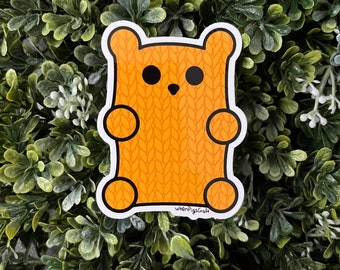 Knit Gummy Bear Waterproof Vinyl Sticker