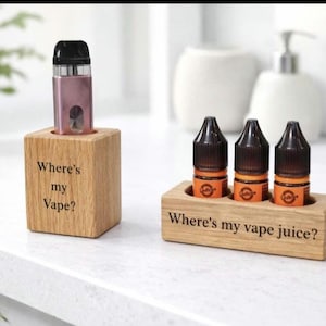 Personalised Wooden Vape Stand Holder UK Gift for Him Desk Organiser Fun gift