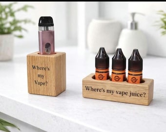 Solid Oak Vape Stand Holder UK Gift for Him Desk Organiser Fun gift
