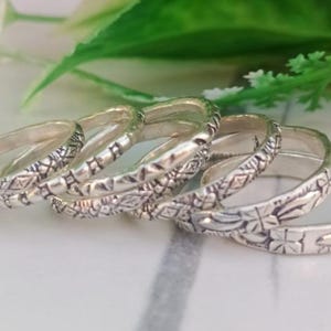 925 Sterling Silver Ring Set of 6 | Stackable Band Rings | Handmade Stacking Rings for Women | Minimalist Silver Ring Set | Gift Jewelry