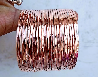 Set of Solid Copper Bangles / Set of 16 Pc Hammered Bangles / Pure Copper /Copper Bangles / Bracelets / Gift For Women /Wedding Gift.
